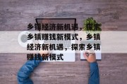 乡镇经济新机遇，探索乡镇赚钱新模式，乡镇经济新机遇，探索乡镇赚钱新模式