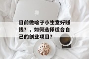 目前做啥子小生意好赚钱?,如何选择适合自己的创业项目?