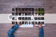 关于方便赚钱的小生意你需要了解的几个关键点，赚钱商机，轻松赚取生活费的小型生意模式
