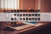 小生意赚钱的案例分析,中小企业的盈利模式探讨,小生意如何创造财富 小生意赚钱的案例分析,中小企业的盈利模式探讨,小生意如何创造财富