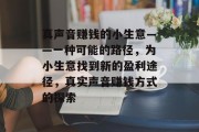 真声音赚钱的小生意——一种可能的路径，为小生意找到新的盈利途径，真实声音赚钱方式的探索