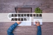 金融领域中哪些项目最具赚钱潜力 金融领域中哪些项目最具赚钱潜力