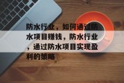 防水行业，如何通过防水项目赚钱，防水行业，通过防水项目实现盈利的策略