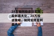 28万如何投资以实现盈利最大化，28万投资策略，如何实现盈利最大化