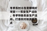 冬季农村小生意赚钱好项目——农业生产活动,冬季特色农业生产活动,打造农村旅游新亮点 冬季农村小生意赚钱好项目——农业生产活动,冬季特色农业生产活动,打造农村旅游新亮点