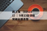 西上海 (605151):9月13日该股突破长期盘整
