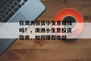 在澳洲投资小生意赚钱吗?,澳洲小生意投资指南,如何赚取收益 在澳洲投资小生意赚钱吗?,澳洲小生意投资指南,如何赚取收益