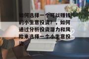 如何选择一个可以赚钱的小生意投资?,如何通过分析投资潜力和风险来选择一个小生意投资 如何选择一个可以赚钱的小生意投资?,如何通过分析投资潜力和风险来选择一个小生意投资