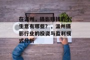 在温州，摄影赚钱的小生意有哪些？，温州摄影行业的投资与盈利模式分析