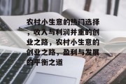 农村小生意的热门选择,收入与利润并重的创业之路,农村小生意的创业之路,盈利与发展的平衡之道 农村小生意的热门选择,收入与利润并重的创业之路,农村小生意的创业之路,盈利与发展的平衡之道