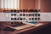 抖音小生意的盈利模式分析，抖音小店经营盈利模式探讨，小生意的成功秘诀