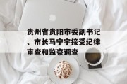 贵州省贵阳市委副书记、市长马宁宇接受纪律审查和监察调查