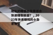 现在的哪些小生意适合快速赚取收益?,2023年快速赚钱的小生意推荐 现在的哪些小生意适合快速赚取收益?,2023年快速赚钱的小生意推荐
