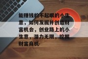 能赚钱的不起眼的小生意，如何发掘并创造财富机会，创业路上的小生意，潜力无限，挖掘财富商机