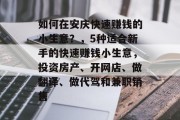 如何在安庆快速赚钱的小生意?,5种适合新手的快速赚钱小生意,投资房产、开网店、做翻译、做代驾和兼职销售 如何在安庆快速赚钱的小生意?,5种适合新手的快速赚钱小生意,投资房产、开网店、做翻译、做代驾和兼职销售