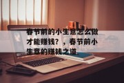 春节前的小生意怎么做才能赚钱?,春节前小生意的赚钱之道