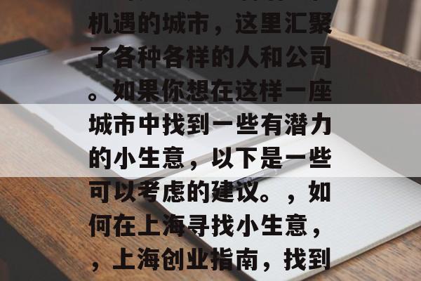 上海是一座充满活力和机遇的城市，这里汇聚了各种各样的人和公司。如果你想在这样一座城市中找到一些有潜力的小生意，以下是一些可以考虑的建议。，如何在上海寻找小生意，，上海创业指南，找到有潜力的商机