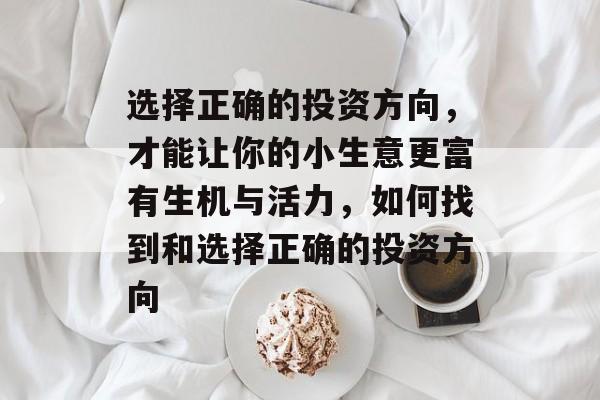 选择正确的投资方向,才能让你的小生意更富有生机与活力,如何找到和选择正确的投资方向 选择正确的投资方向,才能让你的小生意更富有生机与活力,如何找到和选择正确的投资方向