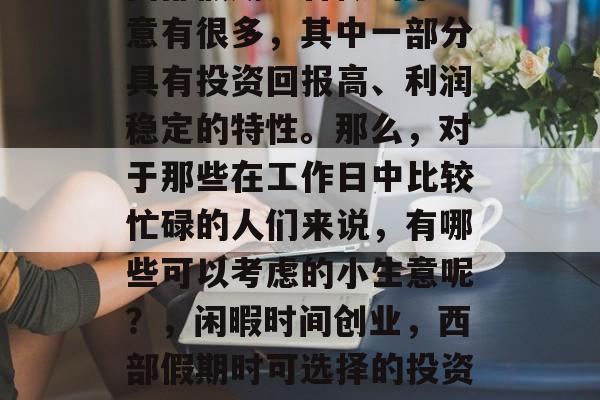 西部假期适合做的小生意有很多，其中一部分具有投资回报高、利润稳定的特性。那么，对于那些在工作日中比较忙碌的人们来说，有哪些可以考虑的小生意呢？，闲暇时间创业，西部假期时可选择的投资小生意